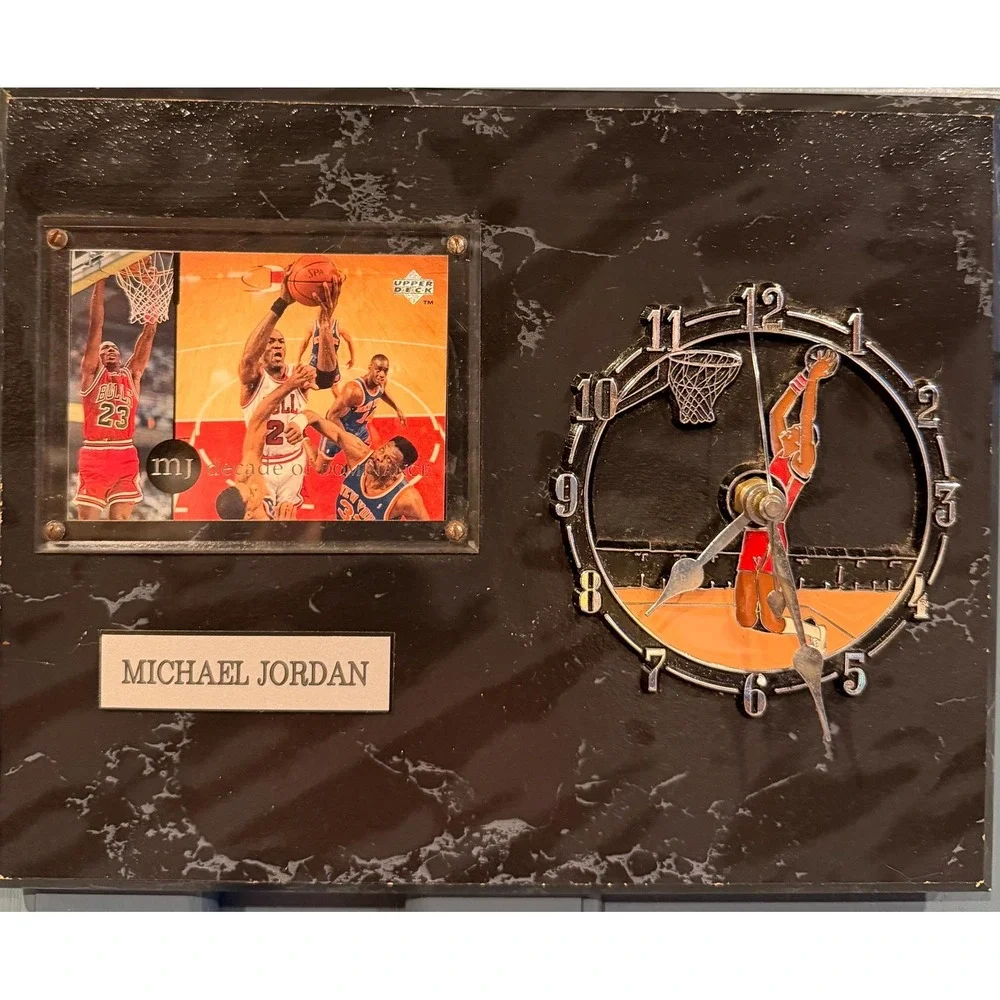 Vintage 1994 Michael Jordan Wood Wall Clock With Trading Card, Works